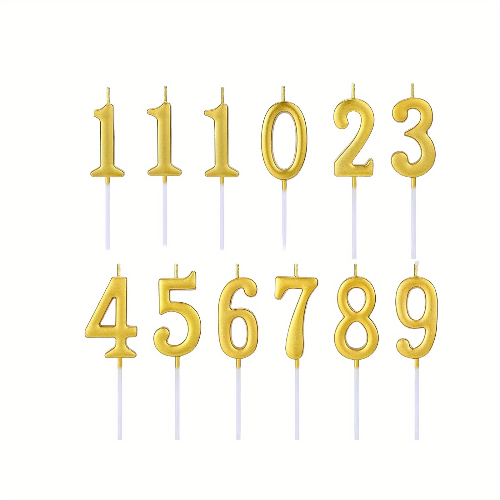 Image of 12pcs Silvery/black/golden Birthday Candles, Number Candles, Suitable For Birthday Decorations, Wedding Anniversaries, Party Celebrations, Without Battery