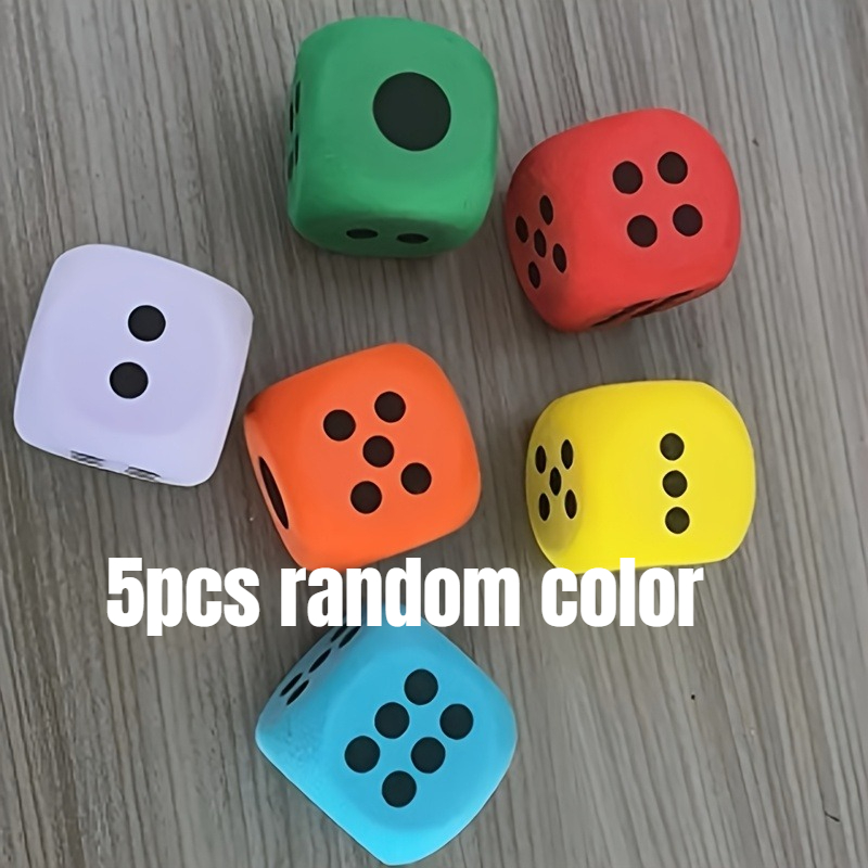 TEMU 5pcs Eva Foam Dice Suitable For Board Games, Tabletop Rpgs, Dice Rollers - , Soft Foam Cubes With Random Colors, For & Gaming