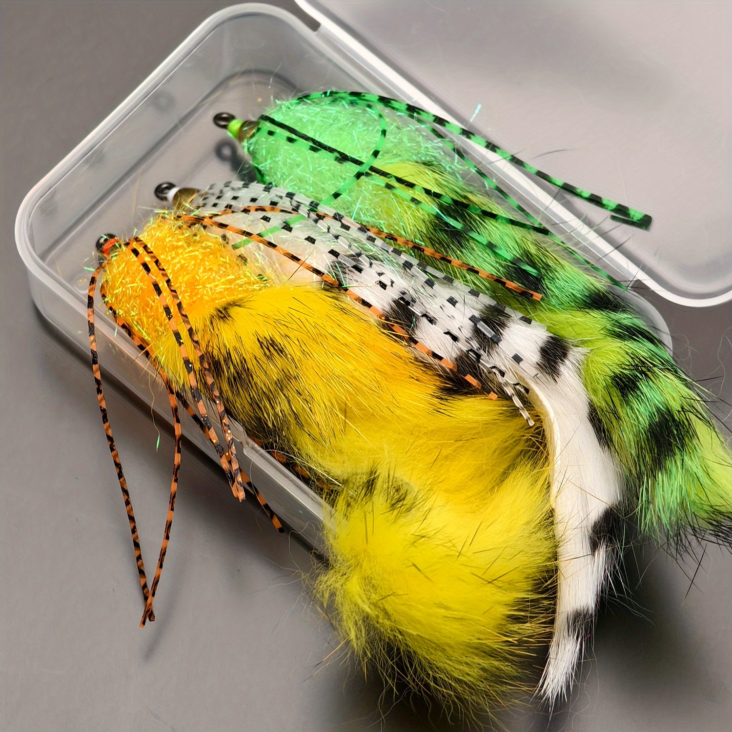 Image of Anfs 3pcs Big Zonker Strip Streamer Fly Rainbow Zonker Streamer Fly Big Zonker Strip Saltwater Fishing Streamer Fly Pike Rainbow Trout Brown Trout Fishing Lures Bait