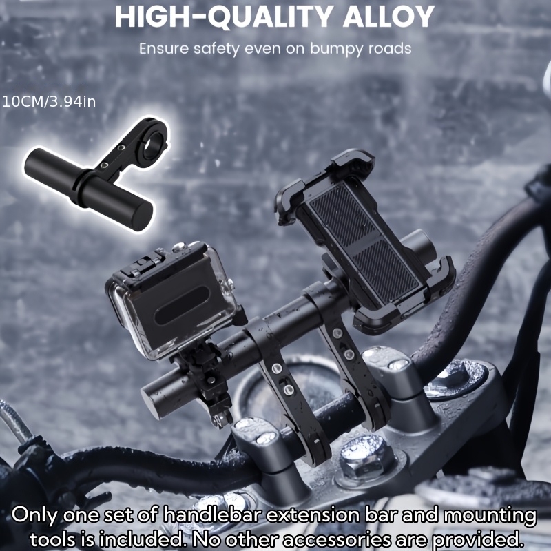 TEMU 3pcs (horizontal Bar And Fixed Pole And Assembly Spanner) Bicycle/motorcycle Handlebar Extension Lever 10cm With Mounting Base, Multipurpose