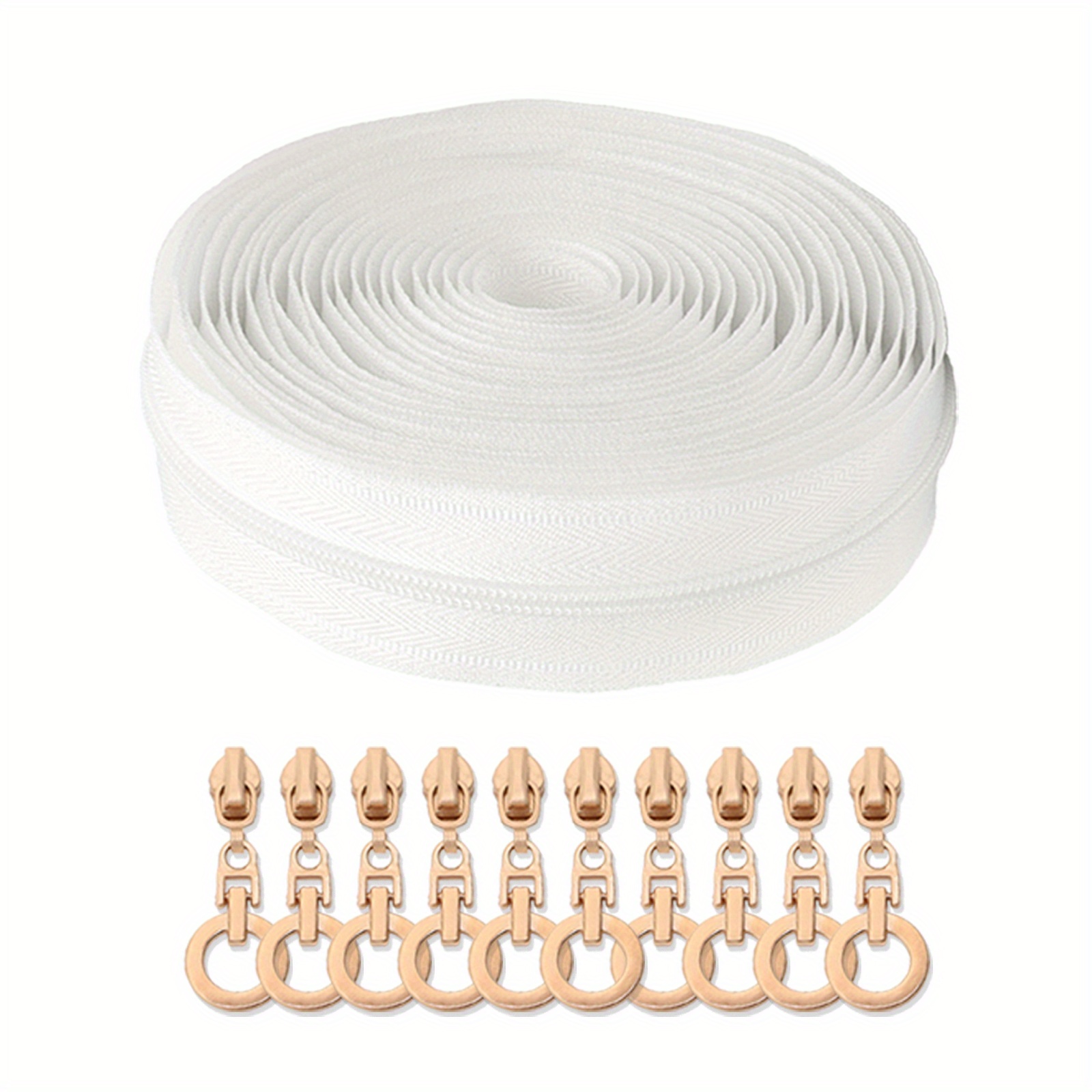 TEMU 1 Set, (177 Inches/ 450cm) Nylon Zipper With 10 Circular Zipper Sliders, Suitable For Replacing Zippers In Home Sewing, Handcraft Diy Projects,