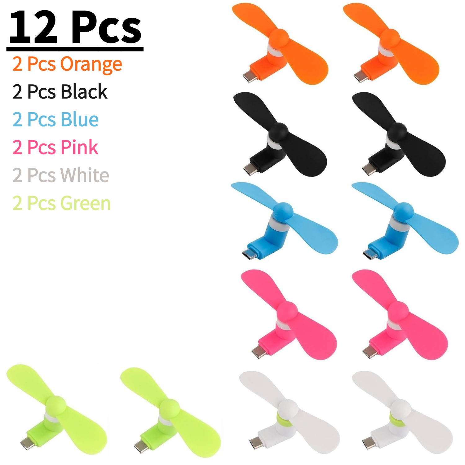 12pcs Portable Mini Fan With A Type-c Port, Powerful Airflow And . To A Power Bank, Computer, Or Charger, Making It A To Stay Cool , While Camping, Or On The Go