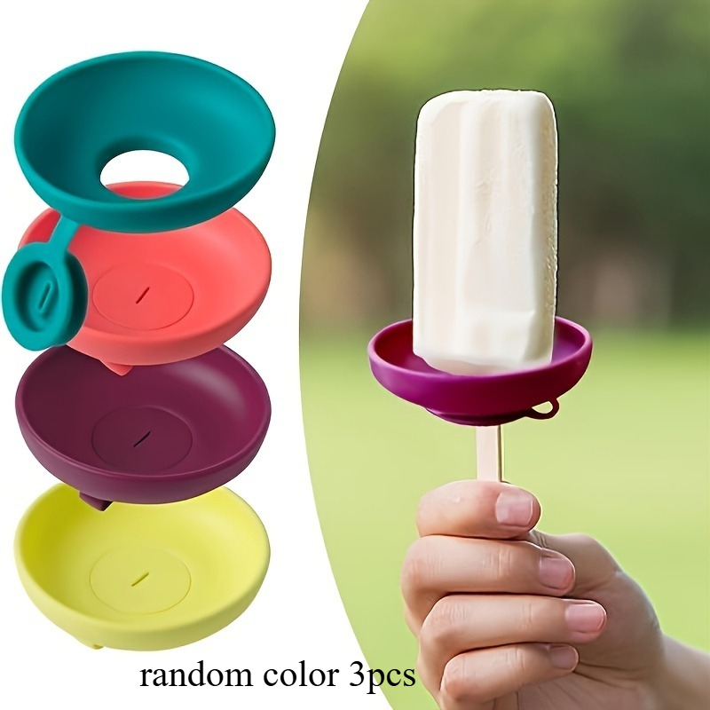 Set of 3 Leak-Resistant Ice Cream Molds - Ice Cream Tray Holder with Drip Cap, Portable Summer Dessert Stand, Dishwasher Safe, Summer Ice Cream Holder, Portable Snack Container with Handle
