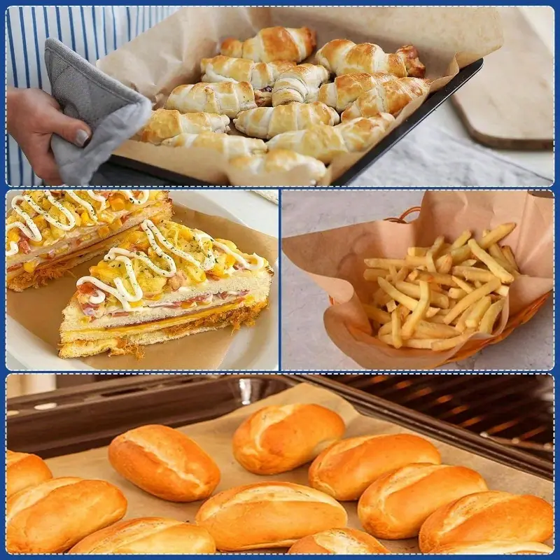 parchment paper sheets baking 16 - 24in precut non - stick parchment paper unbleached baking sheet paper air fryer, baking, grilling, steaming, oven suitable bread cake 150p Product details 5