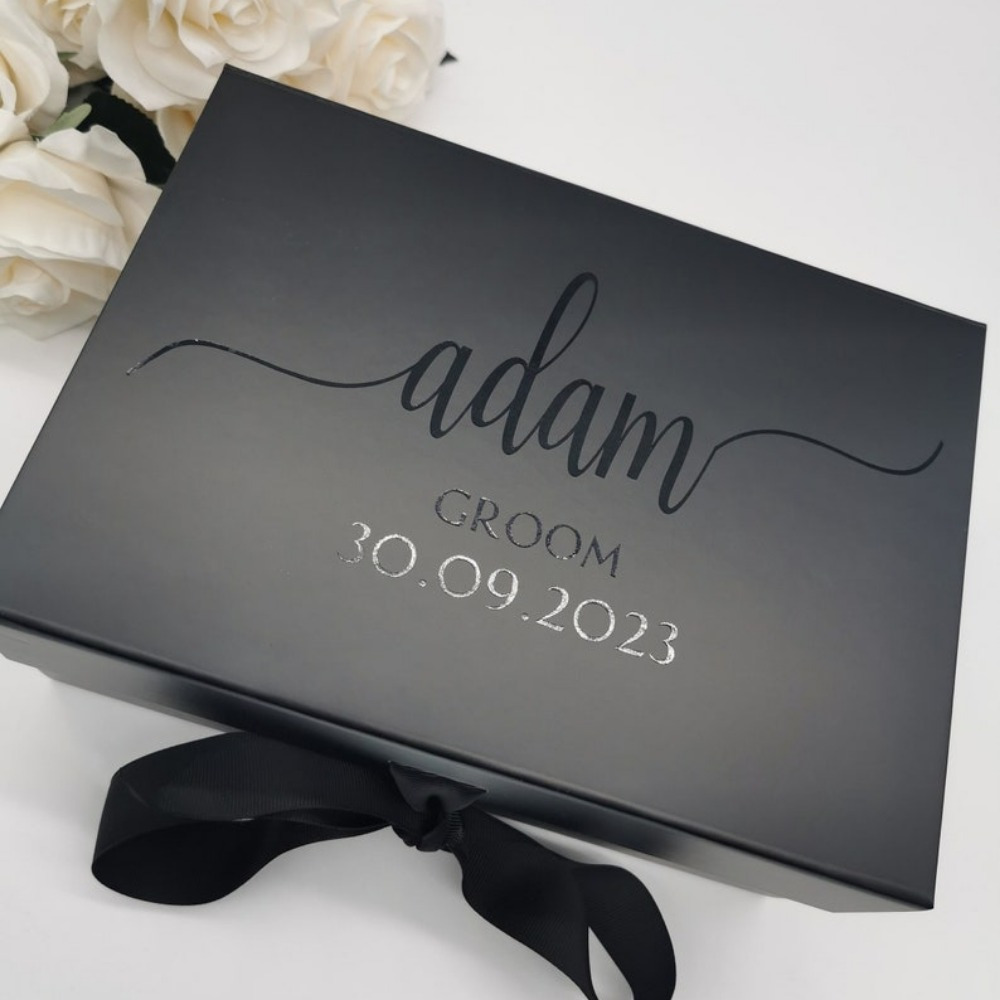 TEMU 1pc Personalized Custom Gift Box, Custom Gift, Wedding Gift Box, Large Gift Box, Gift Box, Ribbon-embellished Elegant Gift Box, Bridesmaid And