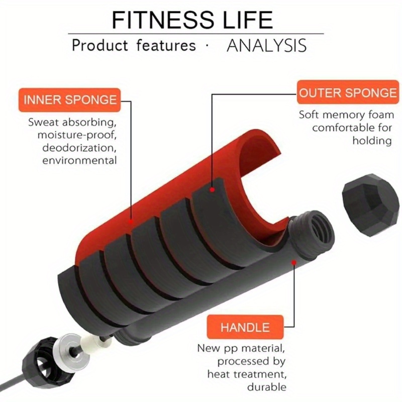 Adjustable, Anti-Slip Handle Jump Rope with Smooth Bearing Steel Wire - Ideal for Home Fitness Training, Burning & Shaping, Includes Extra Ankle Straps & Wrist Support