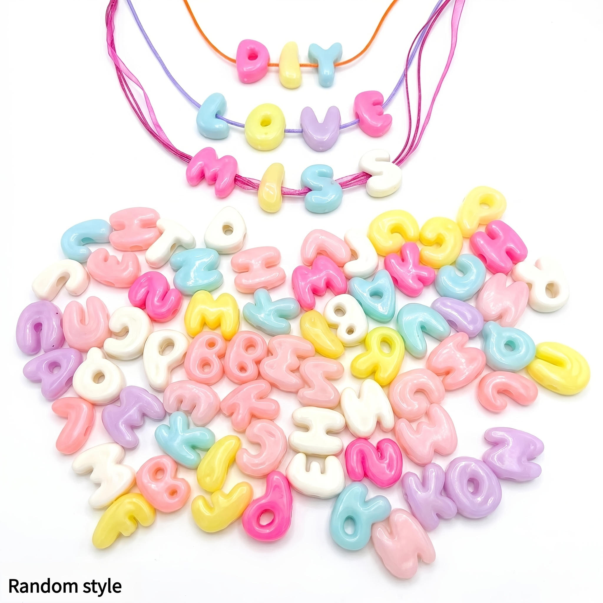 TEMU 25/55/100pcs Large Macaron-colored Jelly-texture Letter Beads - For Necklaces, Bracelets, Phone Charms, Bag Chains, Pendants, And Beading