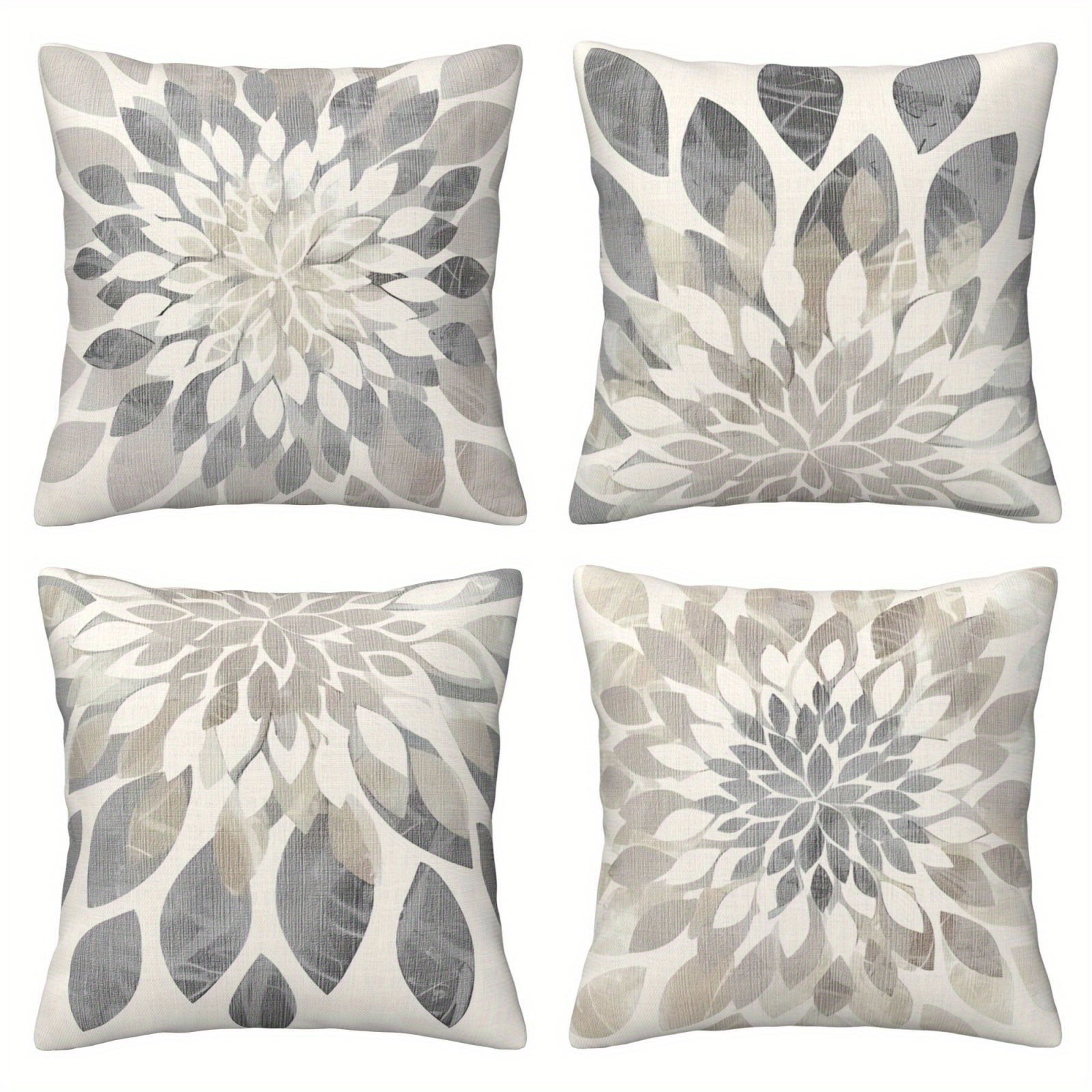 E-shop 4er-Set Vintage Blumen Kissenbezüge, Pfirsichhaut - Elegante dekorative Kissenhüllen für Sofa, Couch, Bett, Wohnzimmer und Schlafzimmer -