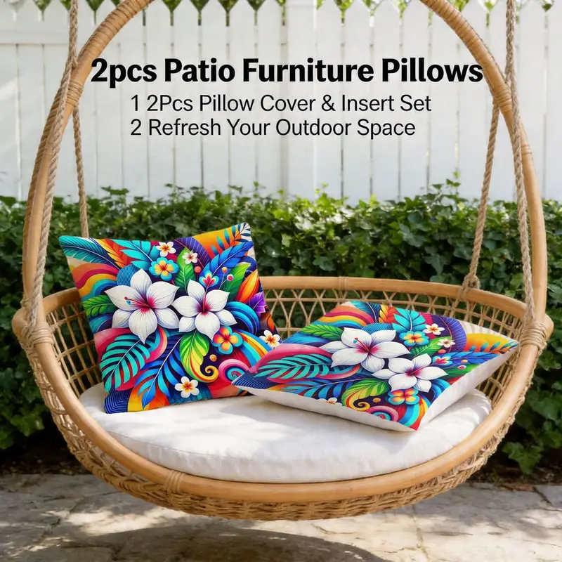 2er set outdoor kissen ( füllung) boho blumenmuster gewebt