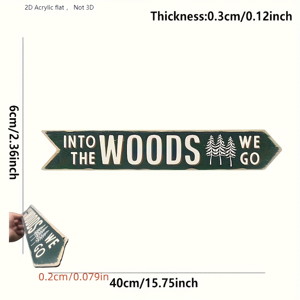 TEMU Décoration Murale 2D - Un décor mural 2D avec un design rustique d'arrows ' Woods' vert avec des lettres blanches et une silhouette d', parfait