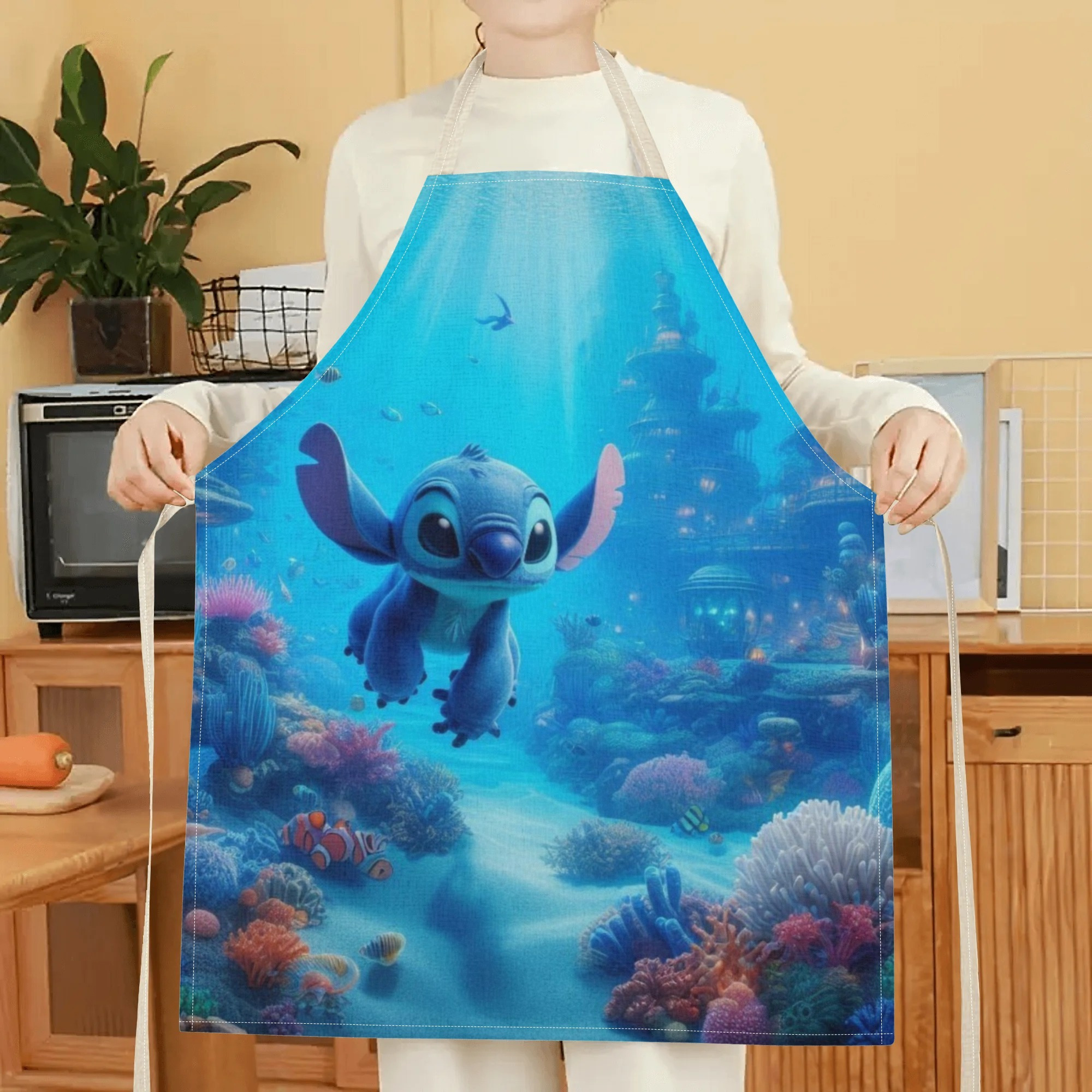 disney   a stylish waterproof apron featuring adorable cartoon designs of  ,  ,  ,  , and more.   beautiful and fashionable, with a simple and elegant style, suitable for hotels, supermarkets, restaurants, fru hops, bubble tea stands, and   home use. details 5