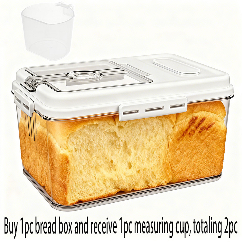 TEMU 2pcs Large For Bread Box With , Plastic Refrigerator Preservation Box, Kitchen Countertop, Pantry, Bakery , Ideal For Bread, Pastries, Snacks -