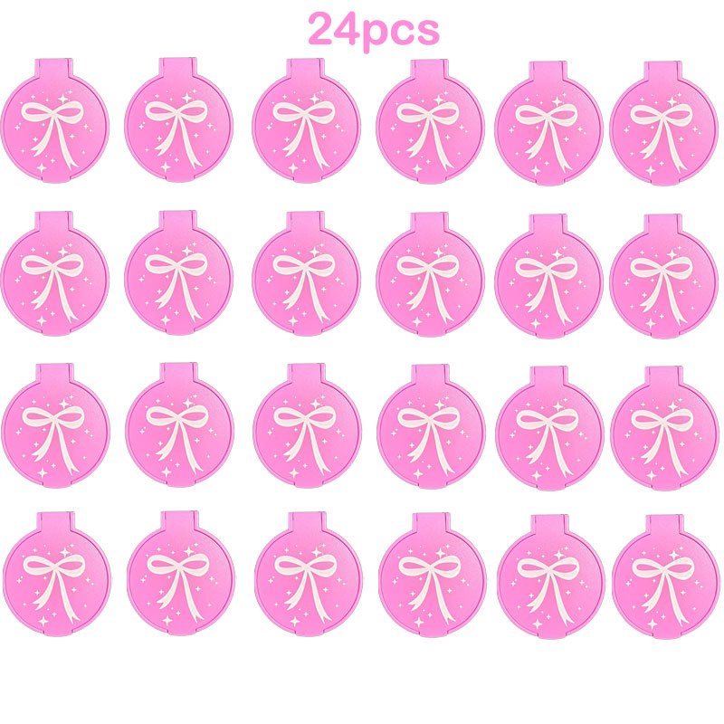 TEMU Ensemble de 24 mini miroirs de poche rose à nœud, miroirs de Cosmétique ronds pliables et portables pour femmes, parfaits pour les et les