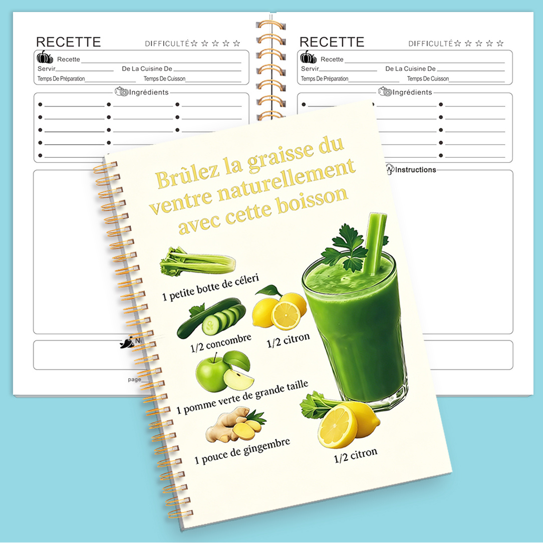 TEMU Cahier de composition 1 pièce, , avec illustrations d'ingrédients de jus réducteur de graisse, convient pour à domicile, l'enregistrement d'un