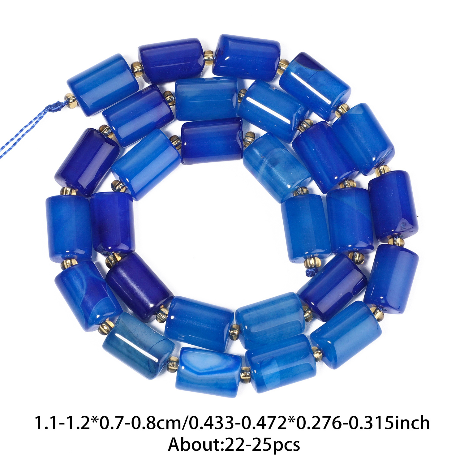 TEMU 8x12mm Natural Blue Agate Cylindrical Loose Beads For Jewelry Making Bracelets, Necklaces, Earrings Crafts, Men's And Women's Gifts