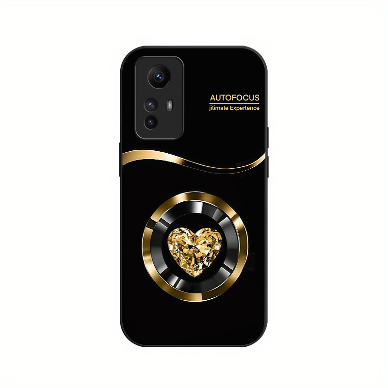 TEMU Phone Case: Metal Circle Love Pattern Hard Tempered Glass Phone Case Suitable For Redmi Note 12s Fashion Casing Back Cover Fully Covered Anti
