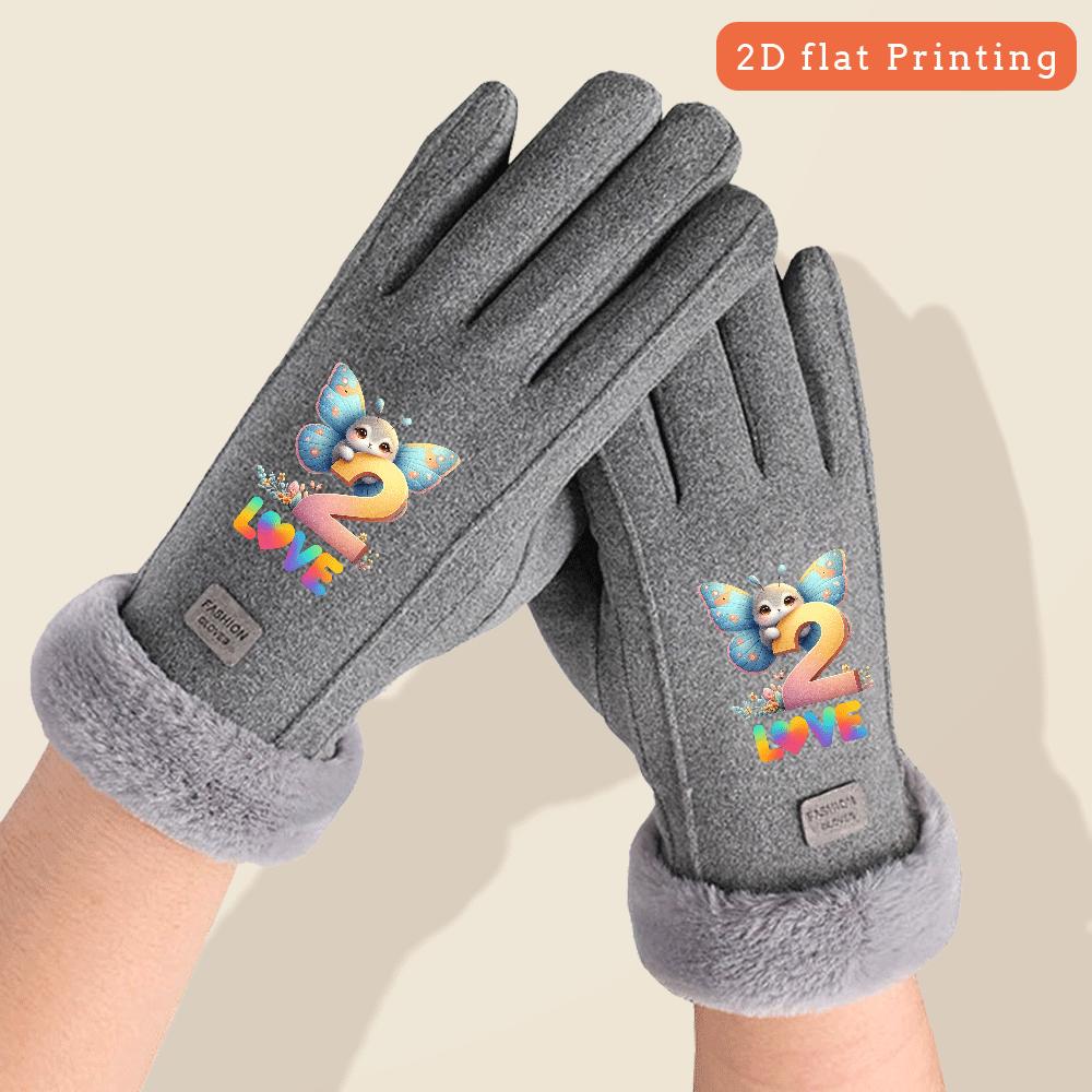 Butterfly Women's Fleece-Lined Gloves with Touch Screen Design