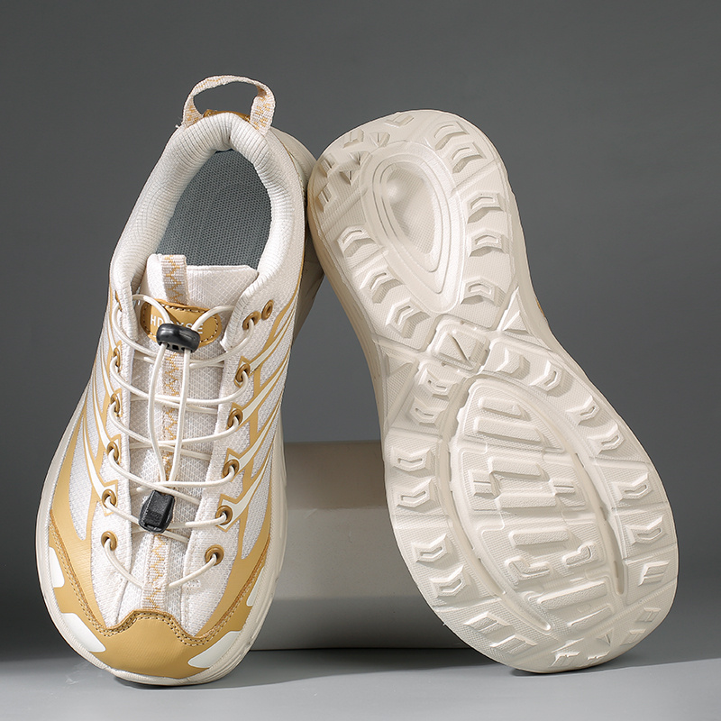 Men's Wide-Toe Colorblock Platform Sneakers with Elastic Laces