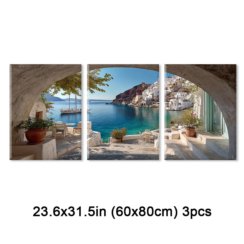 TEMU Juego de 3 cuadros en enmarcados , artísticas de encanto , de pared con mediterráneas, artísticas de refugio , decoración de pared , pósteres
