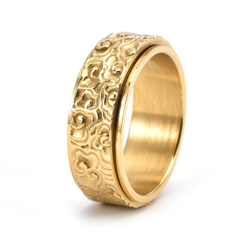 vintage inspired stainless steel rotating ring for men elegant cloud   polished     ideal for casual attire vintage jewelry Product details 4