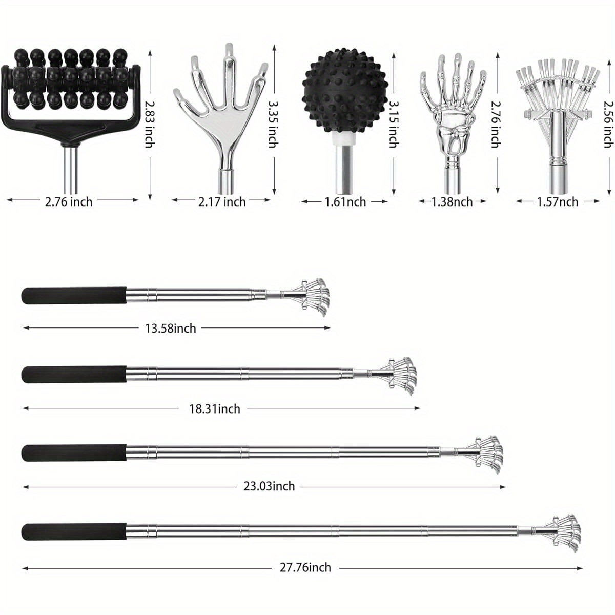   fathers day dad gifts from daughter son wife telescoping back scratcher with 5pcs detachable scratching heads stocking stuffers for men unique gift for father husband Product details 3