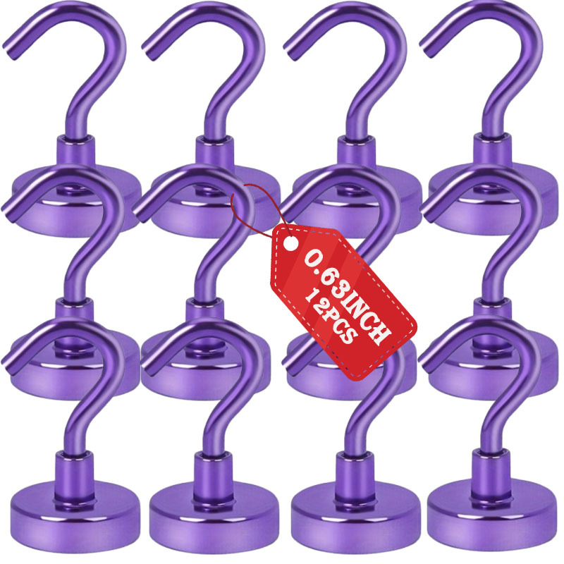 TEMU Magnetic Utility Hooks, Heavy-duty Magnetic Hooks, -plated, Suitable For Kitchen, Garage, Cruise Ship, Workplace, And Office, Etc., 12pcs Set Of