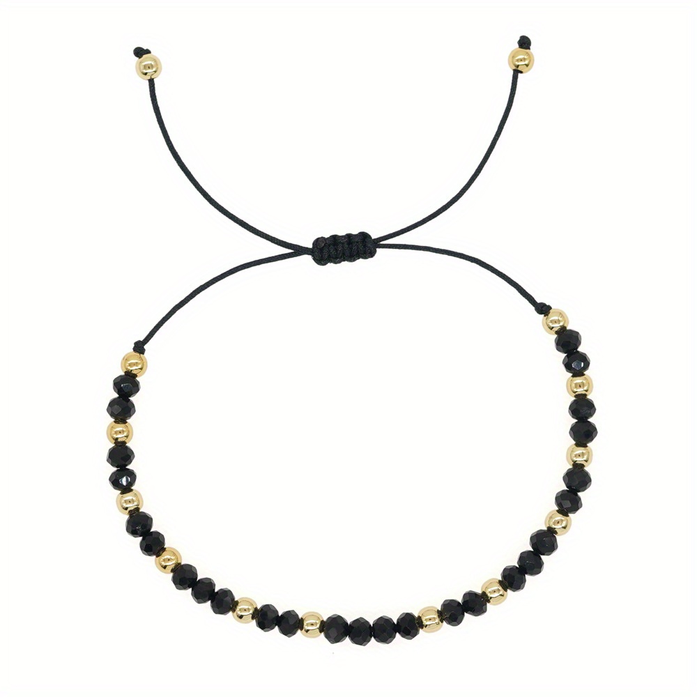 TEMU 1 Pcwomen's Natural Crystal Beaded Bracelet Hand Woven Bracelet Adjustable Length Stylish Bohemian Style Suitable For Folding Suitable For Gifts