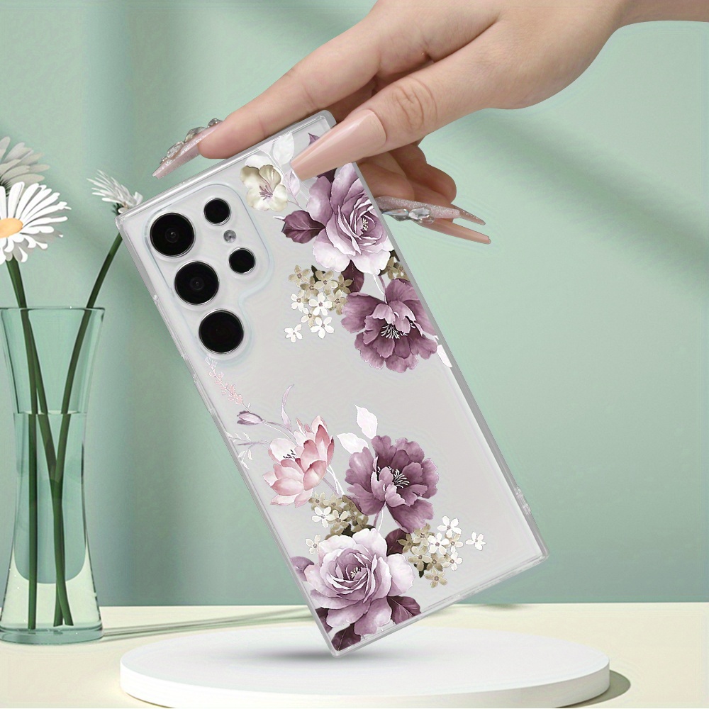 TEMU Stylish And Minimalist Floral Pattern Phone Case, Trendy And Popular, Suitable For Men And Women, Transparent And Shockproof With A Comfortable