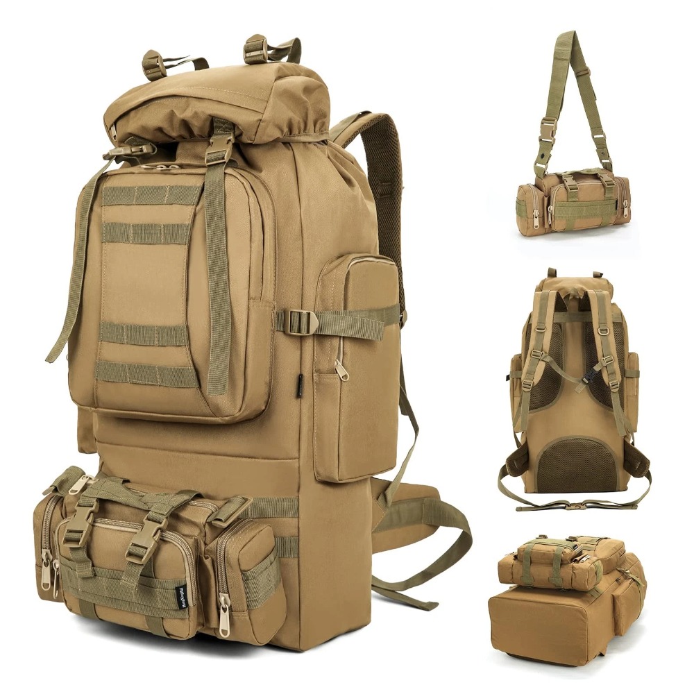 Image of Ergonomically Designed 100l Backpack With Detachable Pouch; Professional Backpack For Hunting, Hiking, Camping, And Travel.