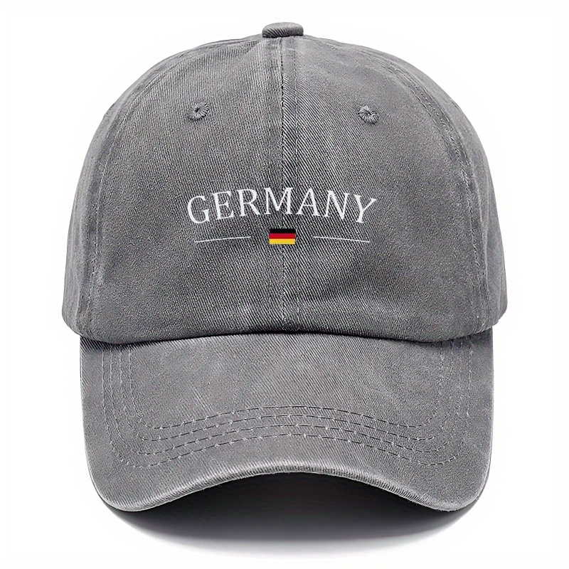 1pc Retro Washed Baseball Cap With "germany" And German - Unisex Wear Cap Suitable For Outdoor Sports, Adjustable Size, Hand Washable, A Gift For Dad