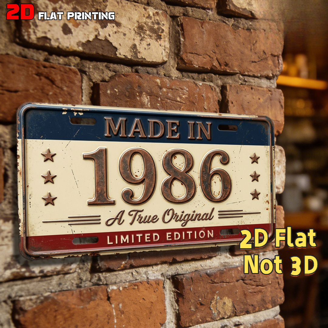 TEMU 【2d Flat】 [2d Flat] 1pc 1986 Retro Distressed Wooden Plaque, Very Suitable For Men's Bedroom, Storage Room, Birthday Commemorative Gift, Garden