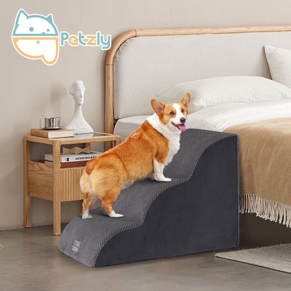 TEMU 3-level Dog Steps Pet Stairs Ramp Portable Bed Ladder With Washable Cover