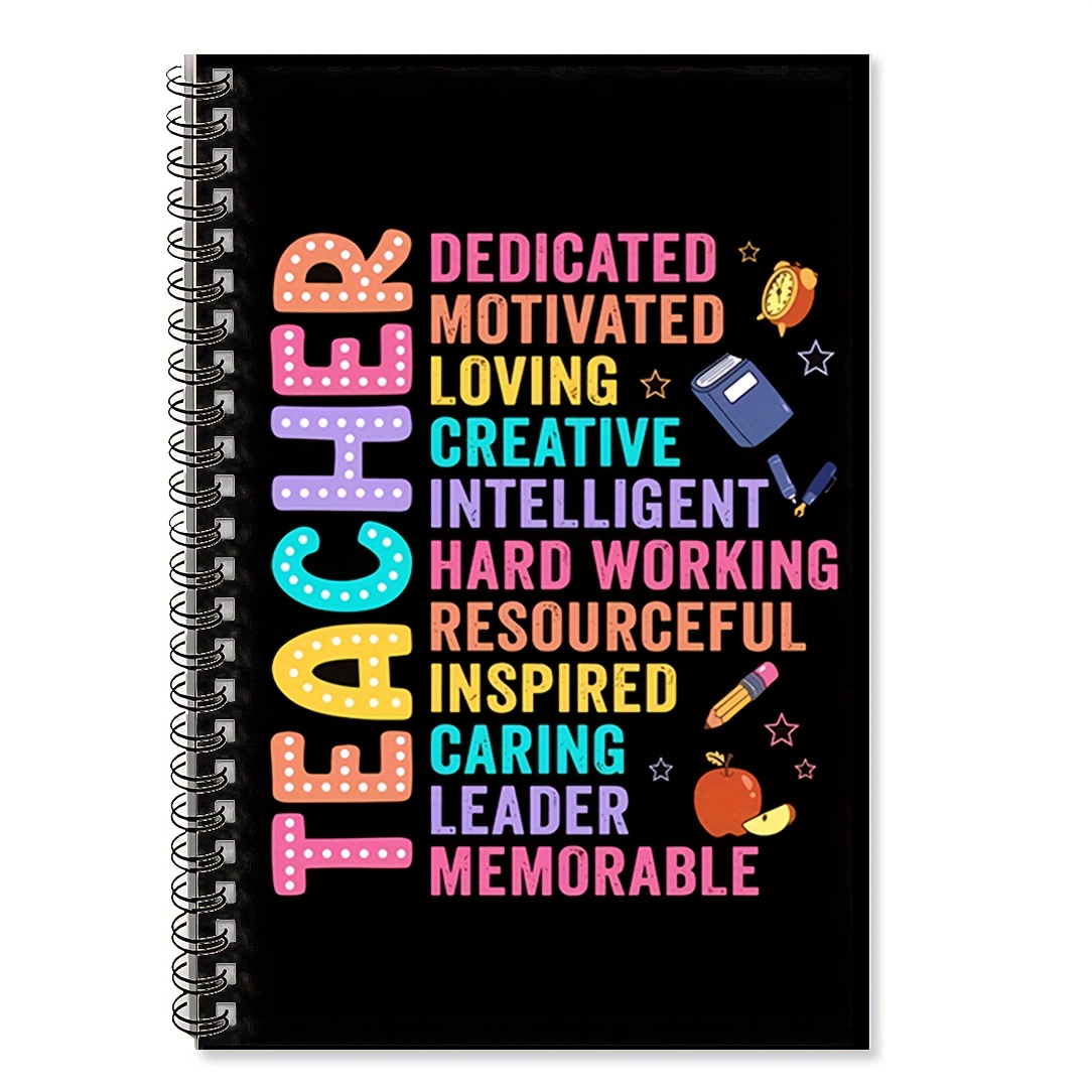 TEMU A Bohemian-style Gratitude Spiral Notebook With 100 Pages Of Inspirational Journaling, Featuring Colorful Motivational Quotes, Polka Dots, And