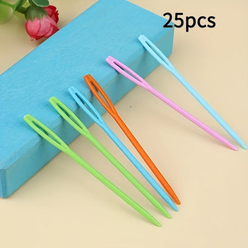 25pcs/65pcs 2.76-inch Large-eye Plastic Sewing Needles, Thread Needles, Hand Needles, Child- Needles, Suitable For Crafting Projects, Craft Projects (random Colors)