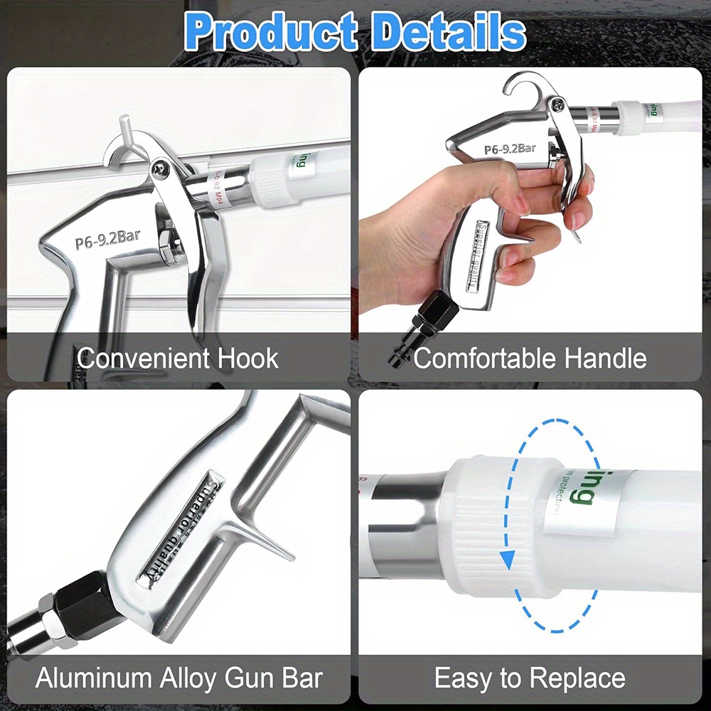 Pistola De Aire Comprimido Para Limpieza - Boquilla Reemplazable, Para Quitar Polvo, Agua, En Taller O Coches