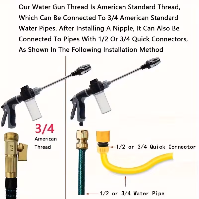 1pc heavy duty high pressure car wash gun with long extension rod powerful spray nozzle for cars trucks rv home garden adjustable spray patterns leak proof connector durable plastic construction cleaning tool rv maintenance versatile sprayer reliable performance hose attachment truck owners Product details 3