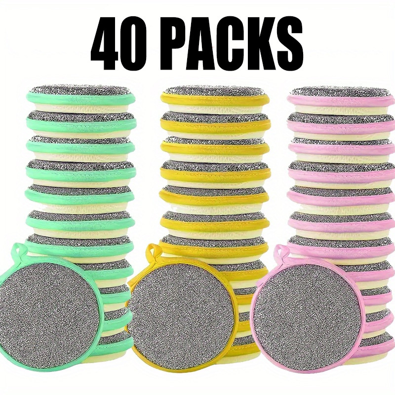 TEMU Lot de 40 éponges et récureurs de nettoyage polyvalents pour cuisine, lavettes durables et lavables - Convient pour éviers, plaques de cuisson,