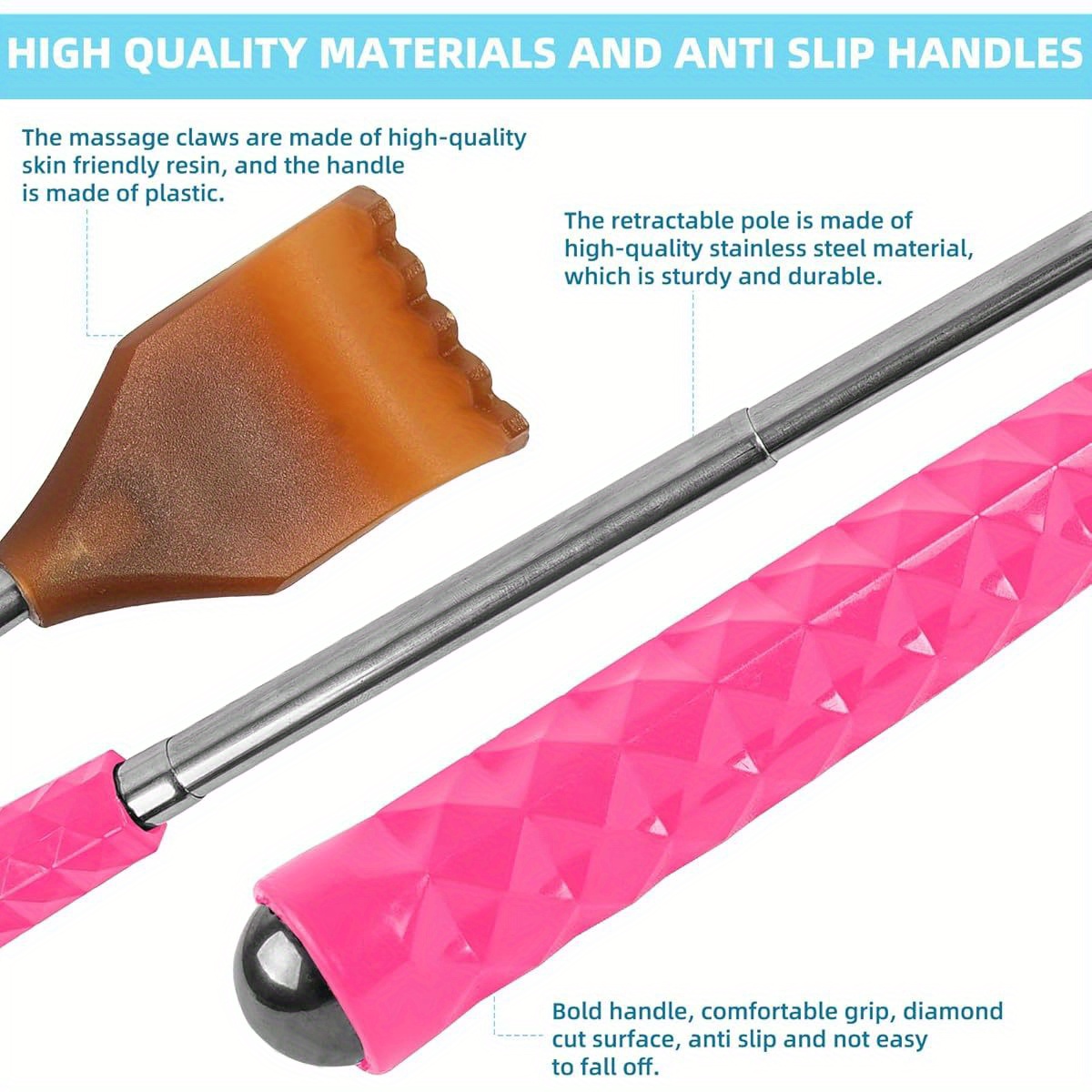 2pcs pink extendable back scratcher with massage ball   for   ideal mothers day hers day birthday gifts for men women and parents massage gifts relaxation tool stylish scratcher comfortable grip Product details 4