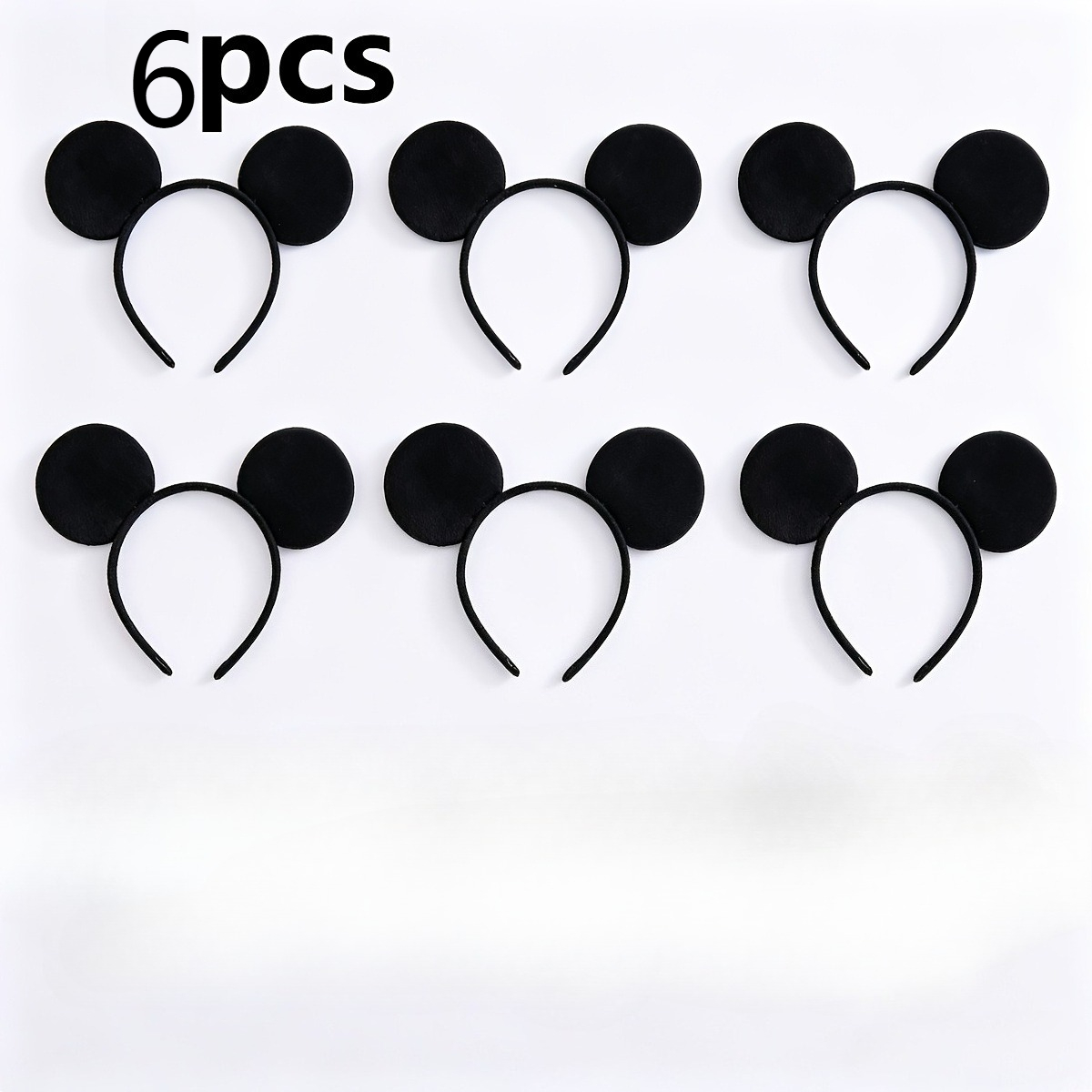 TEMU Ensemble de 6 bandeaux de tête noirs ronds oreilles de souris, bandeaux de cosplay, adaptés aux célébrations à thème, aux fêtes et aux tenues