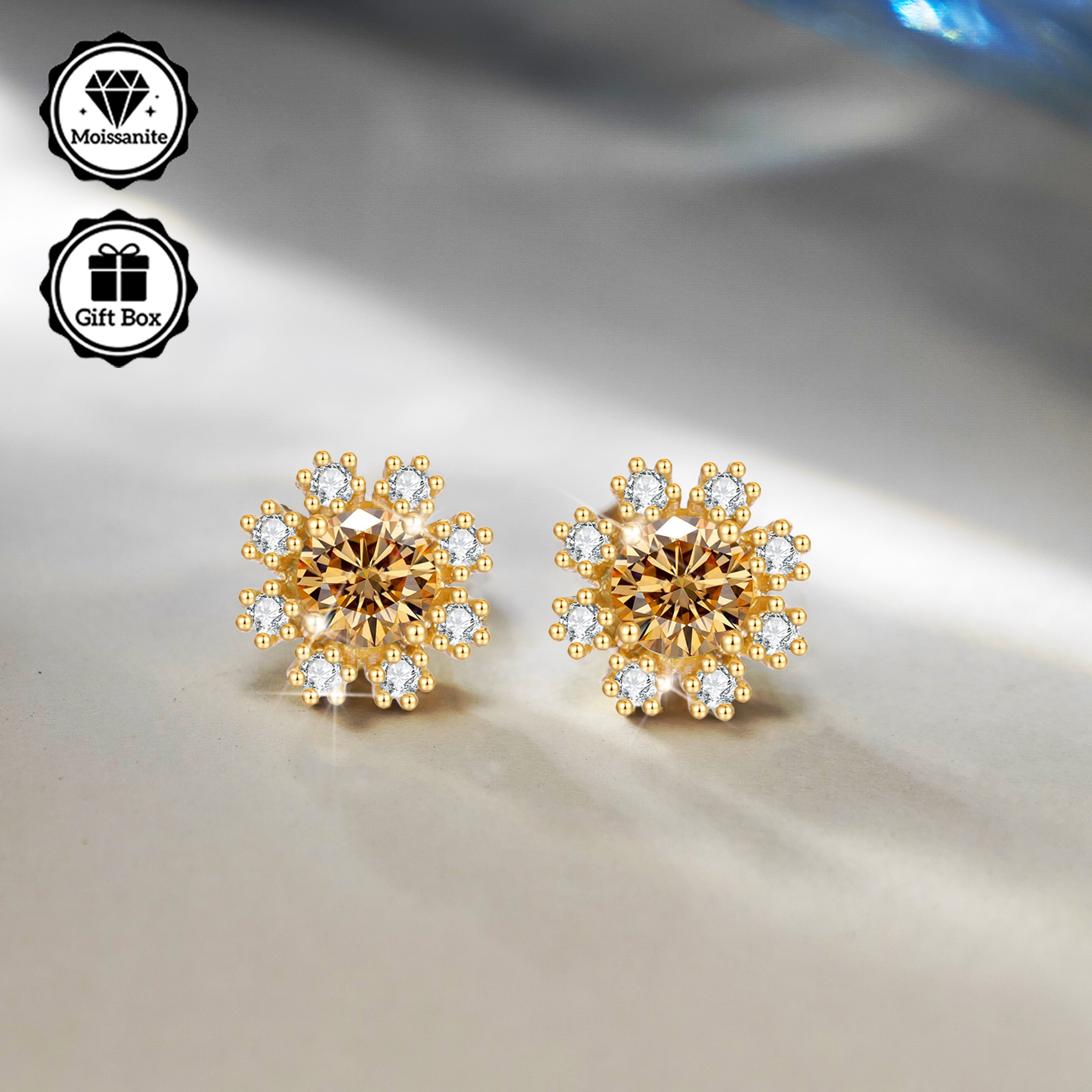 TEMU A Pair Of Snowflake Earrings Set With Moissanite, Featuring Hypoallergenic Ear Pins, Easy Women's Earrings, Colorful Trendy Studs, Suitable For