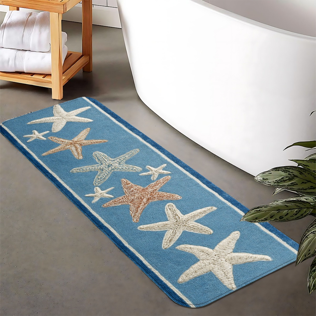 TEMU 1pc, Starfish Shell Gradient Ocean Pattern, Suitable For Multiple Scenes, Home Decoration, Daily Or Festive Atmosphere Decor, Bathroom Anti-slip