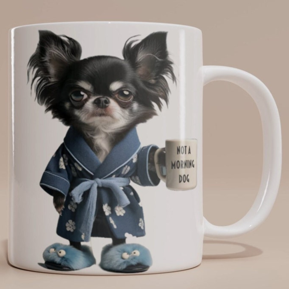 

Chihuahua Mug - 'not A Morning Dog' - Chihuahua Gift, Funny Dog Mug, A Mug, 11 Oz Mug White Ceramic Mug Printed On - Used Dinner, Family , Cups Used To Hold Drinks, Coffee And Other Liquids