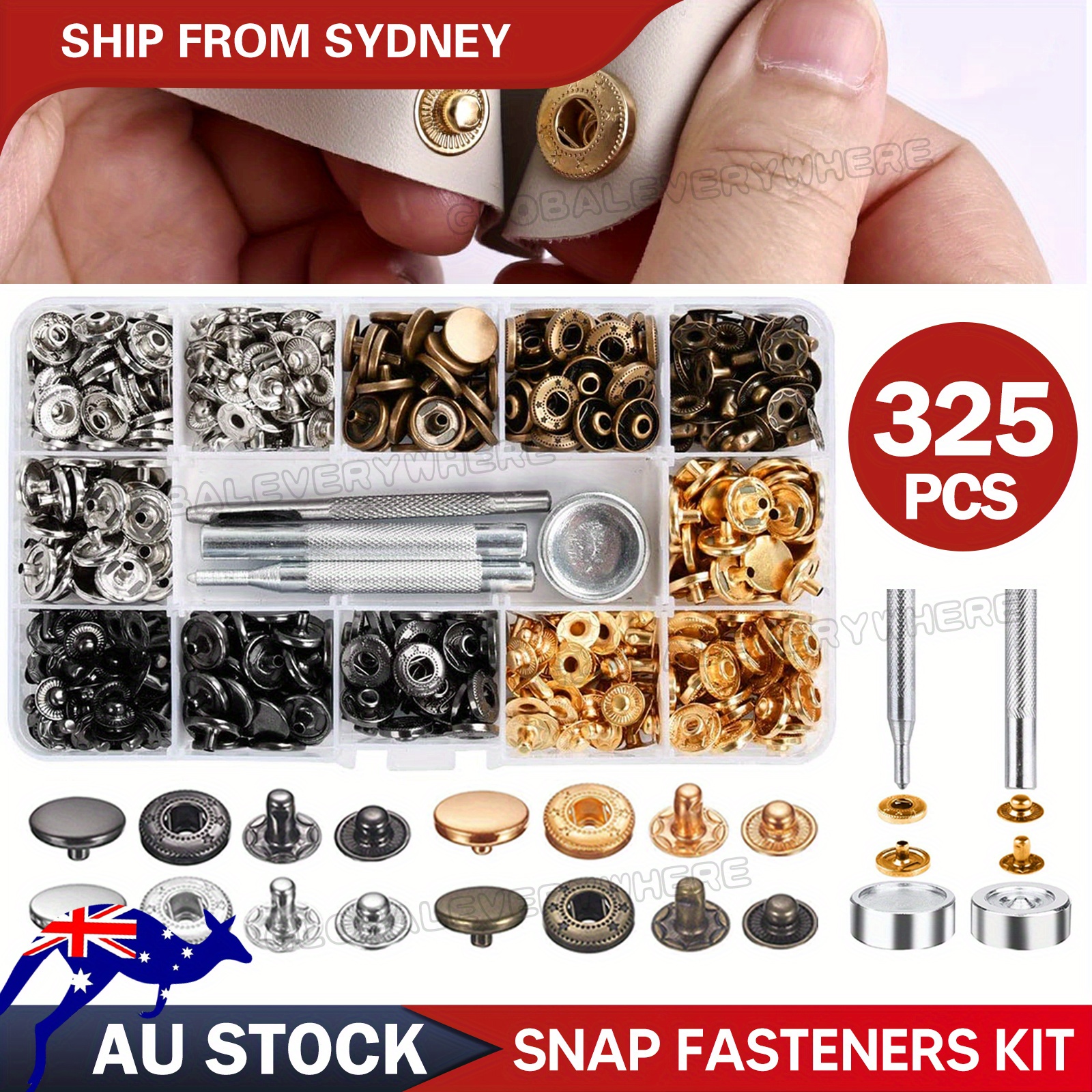 TEMU Kit Of 325 Metal Snap Fasteners, Buttons, And Tools For Crafting Leather, Suitable For Everyone