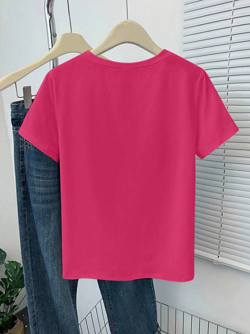 Women s Graphic Tees: Western Cowboy Boots and Hat with Rose Slogan, Y Simple Commuting Homewear Basic Classic Versatile Short-Sleeve Top