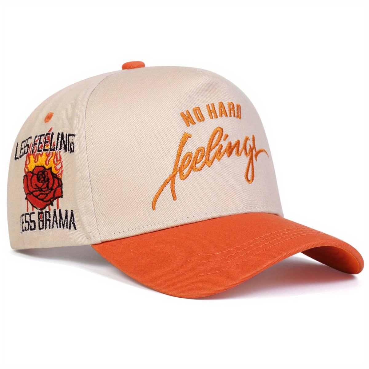 E-shop Herren Baseball Cap "NO HARD" - Verstellbare Trucker-Mütze mit Flachstickerei, Atmungsaktives Sechsteil-Design für Outdoor-Reisen, Strand &