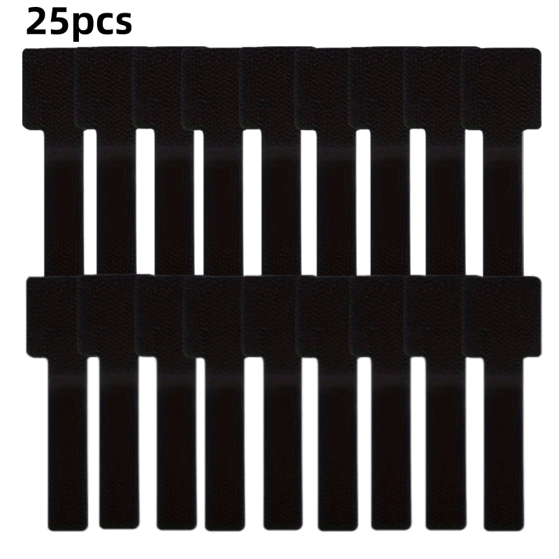 E-shop 25 Stück Selbstklebende Hochleistungs-Klettband-Kabelbinder, Schwarze Vielseitige Schreibtisch-Kabelmanagement-Gurte, Nylon-Material
