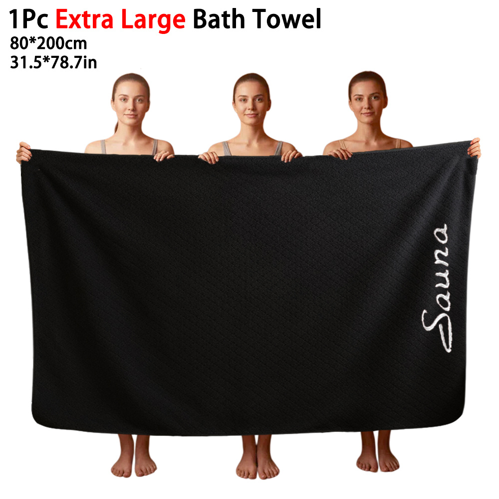 Image of 1pc Sauna Bath Sheet 80 X 200cm / X 78.7in, Microfiber Bath Towel, Geometric Pattern In Multiple Colors Christmas Gift, Quick-dry, Machine Washable, , Suitable For Sauna And Spa Bathroom Trips