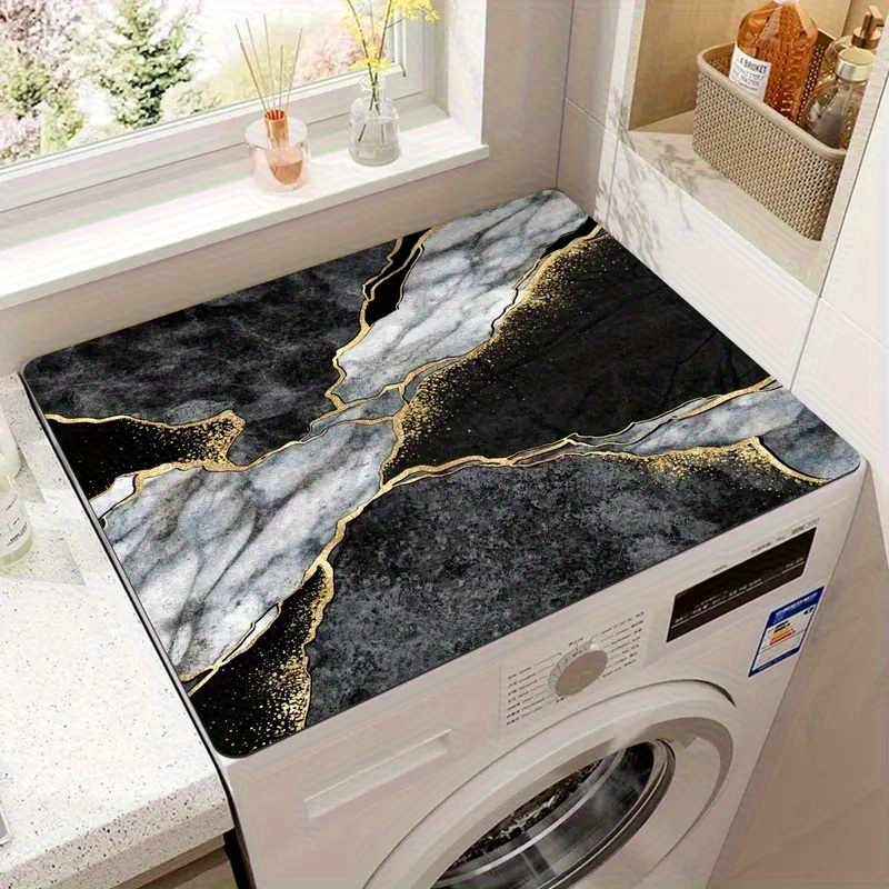 1pc Marble Pattern Washing Machine Cover Mat, Dish Drying Mat, Quick-dry Absorbent Protective Top Mat For Washing Machine And Dryer, Modern Practical Mat For Laundry Room And Kitchen Decoration