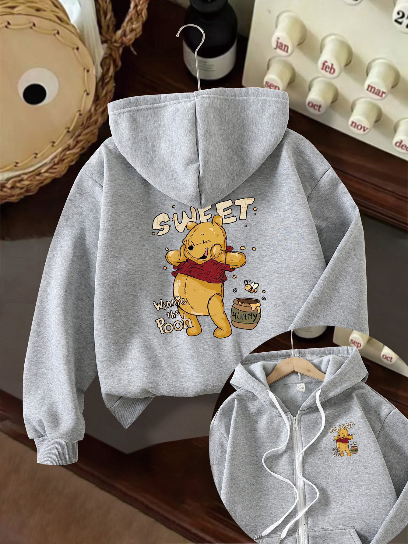 Hoodie Women'S Zip-Up Sweatshirt with Hood, Light Grey Sweater  Casual Pullover for Everyday Themed Events - Main Image