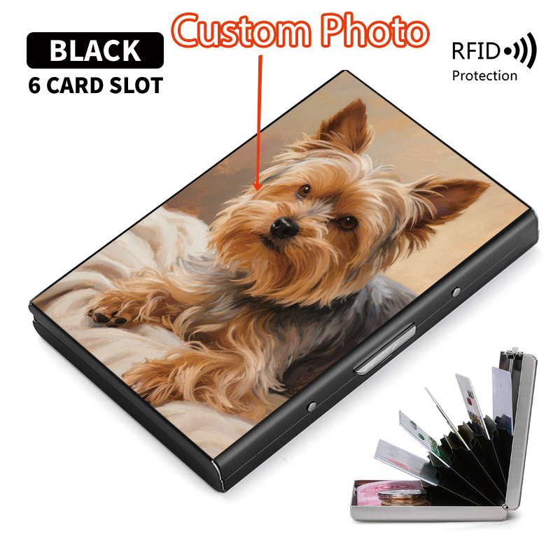 TEMU Custom Photo Rfid Anti-theft Metal Card Holder, Can Customize Photos, Multi-card Slot, Thin And Portable, Business Gift, Daily Commute Universal